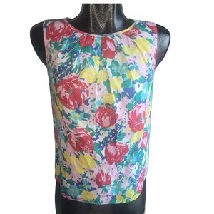 Talbots Petites Colorful Floral Sleeveless Top Size 6P